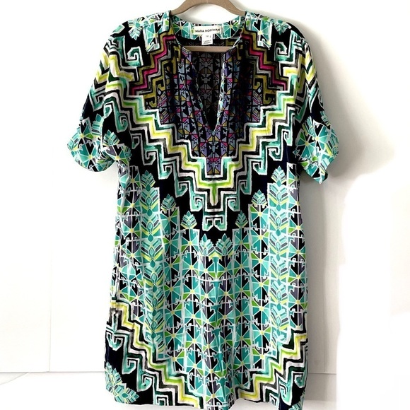 Bright geometric swim cover up beach tunic - Picture 1 of 4